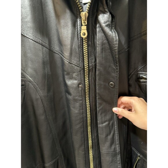 MEN'S SERGE PLATINI Short Trench Leather Coat Size Medium Vtg W Belt - Picture 8 of 13